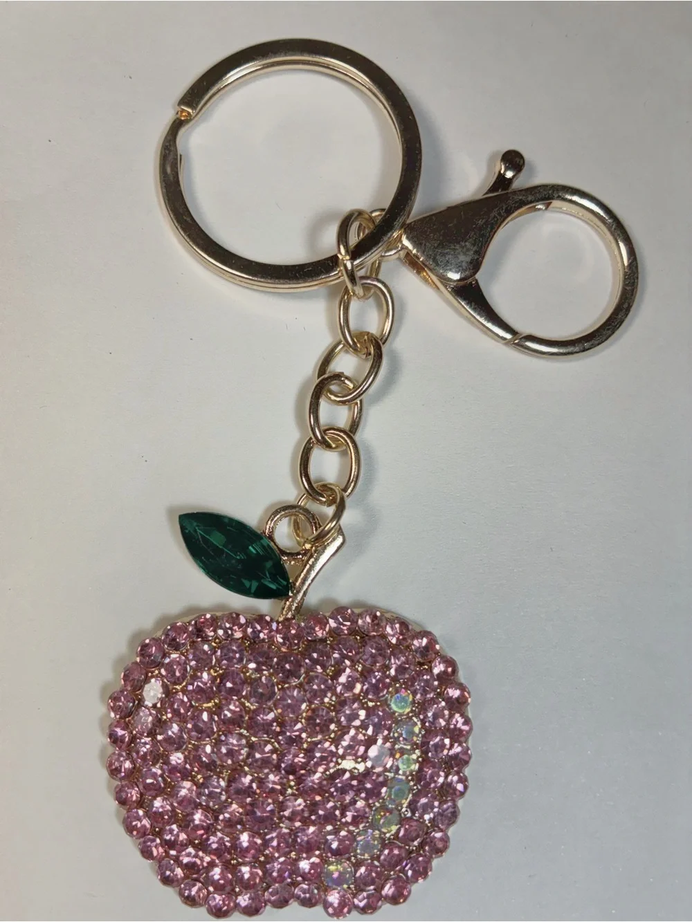 Crystal Apple Keychain Key Holder - Pink